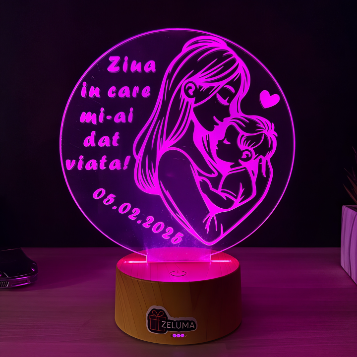 Lampa 3D Personalizata – Ziua in care mi-ai dat viata