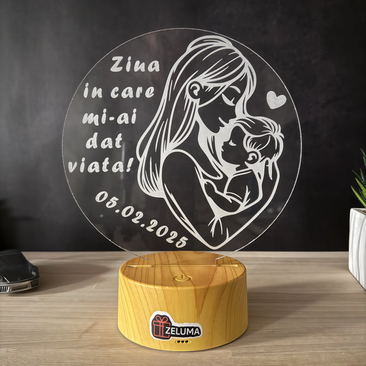 Lampa 3D Personalizata – Ziua in care mi-ai dat viata