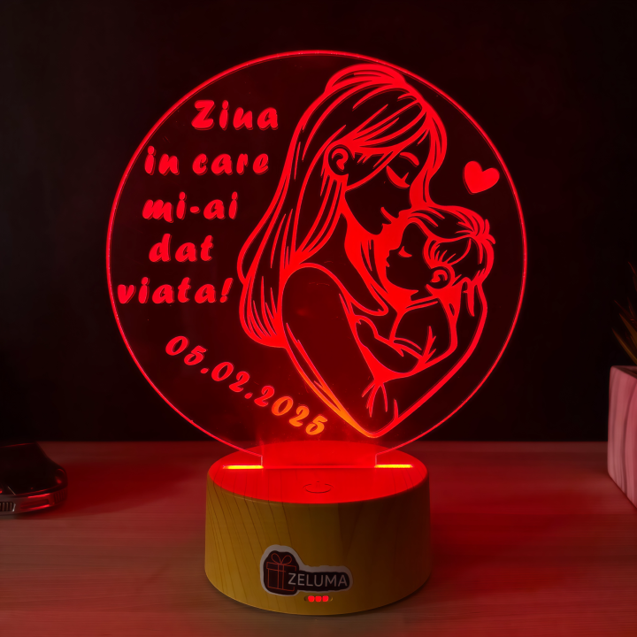 Lampa 3D Personalizata – Ziua in care mi-ai dat viata