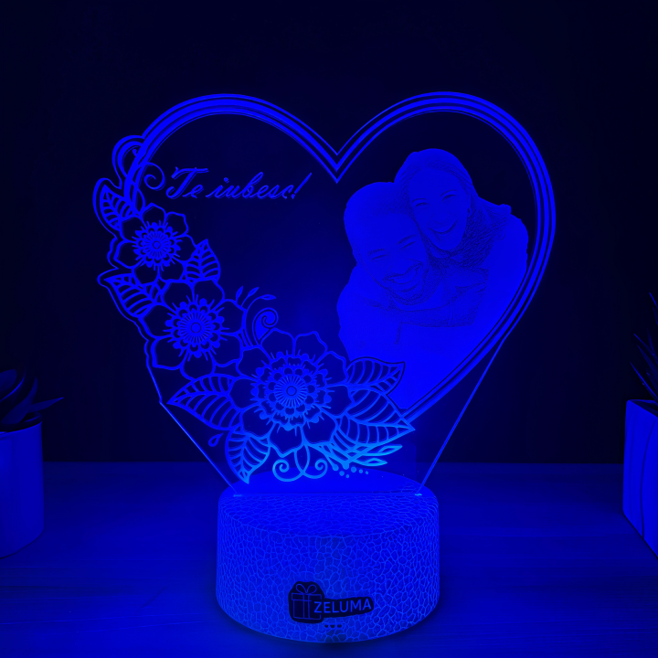 Lampa 3D Personalizata cu Poza – Te iubesc!