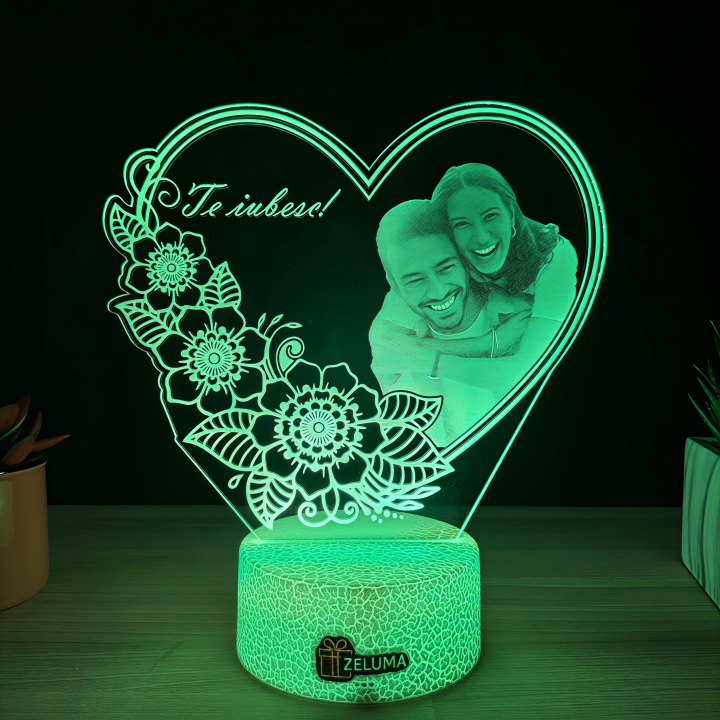 Lampa 3D Personalizata cu Poza – Te iubesc!