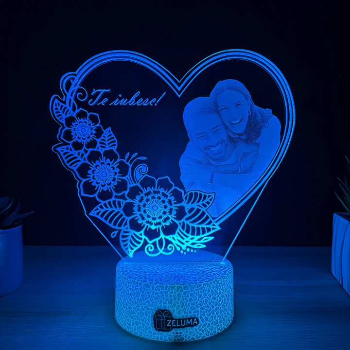 Lampa 3D Personalizata cu Poza – Te iubesc!