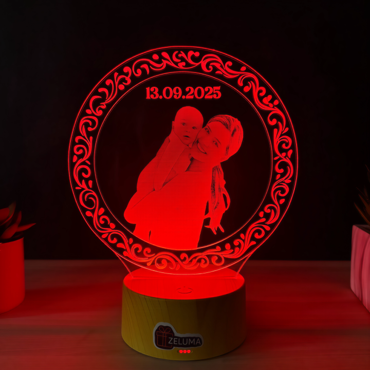 Lampa 3D Personalizata cu Poza – Mama si Copilul