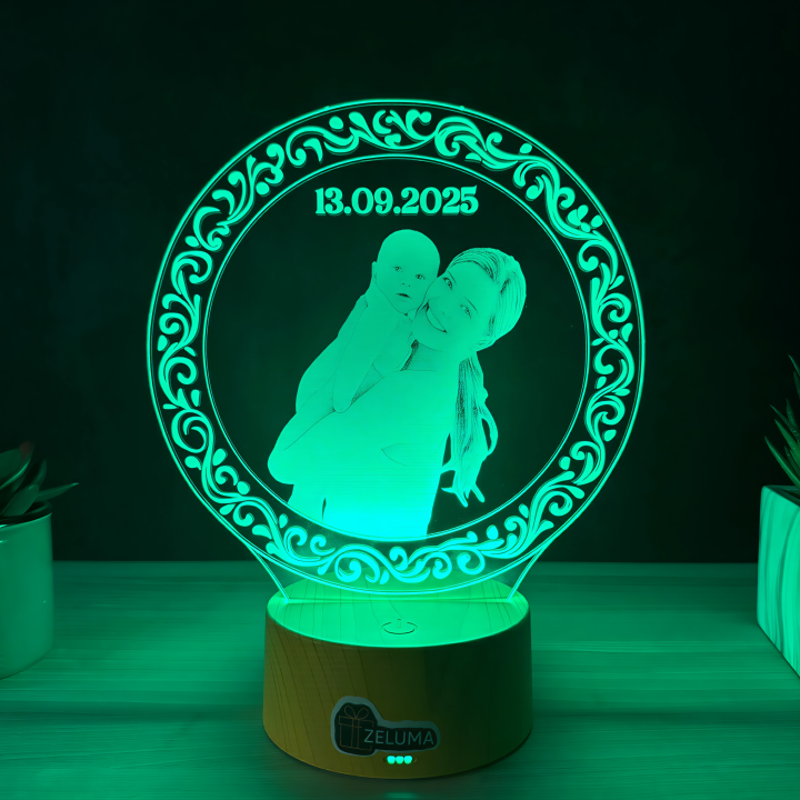 Lampa 3D Personalizata cu Poza – Mama si Copilul