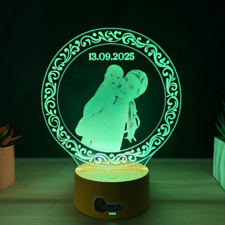 Lampa 3D Personalizata cu Poza – Mama si Copilul