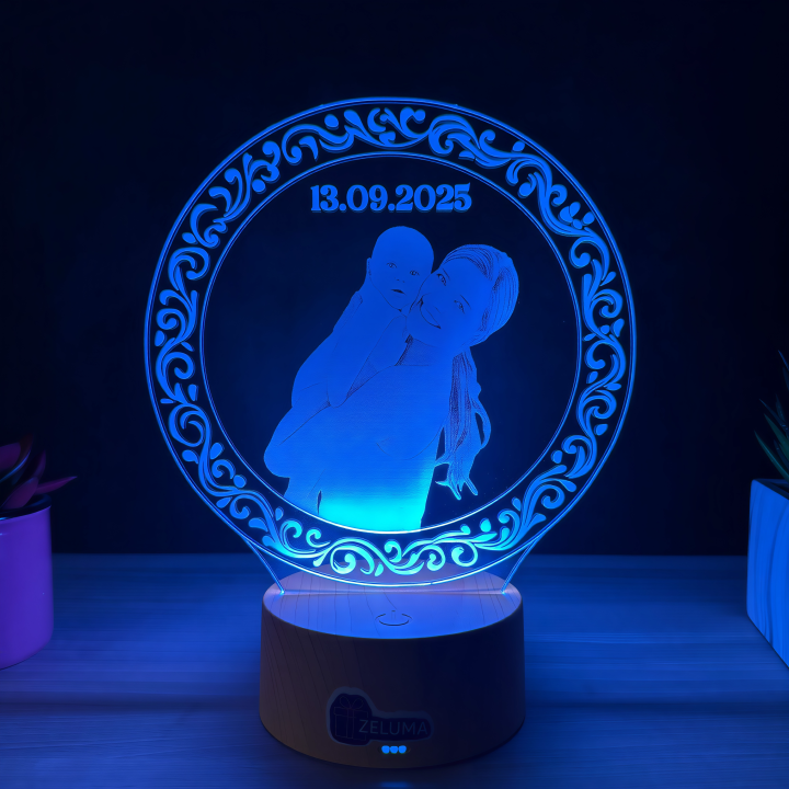 Lampa 3D Personalizata cu Poza – Mama si Copilul
