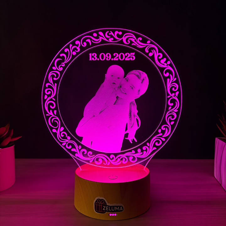 Lampa 3D Personalizata cu Poza – Mama si Copilul