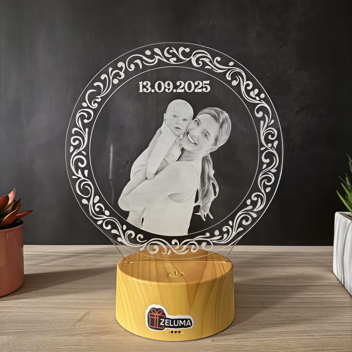 Lampa 3D Personalizata cu Poza – Mama si Copilul