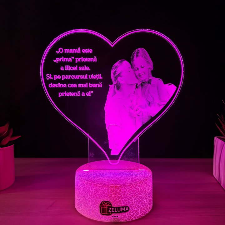 Lampa 3D Personalizata cu Poza – Prietene pentru totdeauna