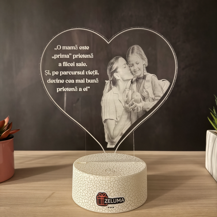 Lampa 3D Personalizata cu Poza – Prietene pentru totdeauna