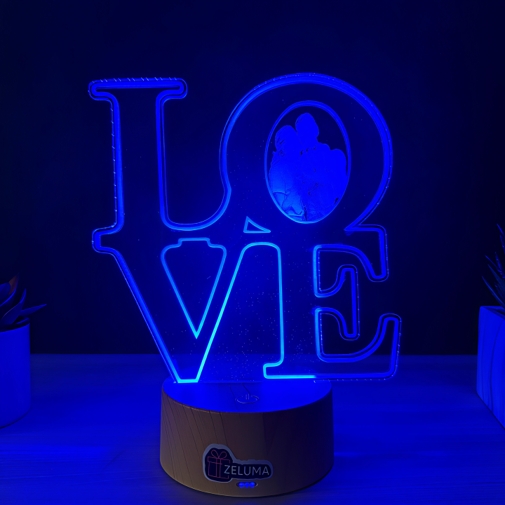 Lampa 3D Personalizata cu Poza – LOVE