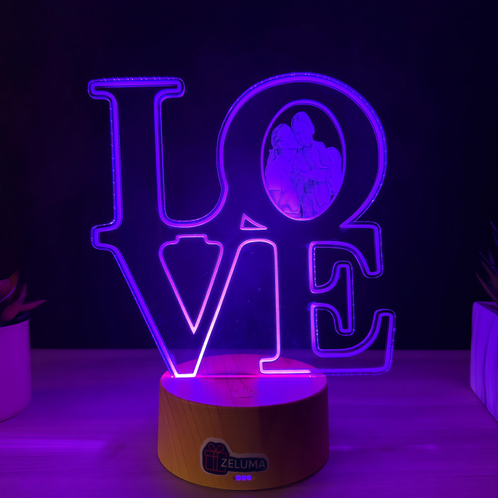 Lampa 3D Personalizata cu Poza – LOVE