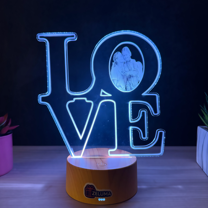 Lampa 3D Personalizata cu Poza – LOVE