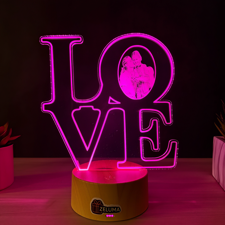 Lampa 3D Personalizata cu Poza – LOVE