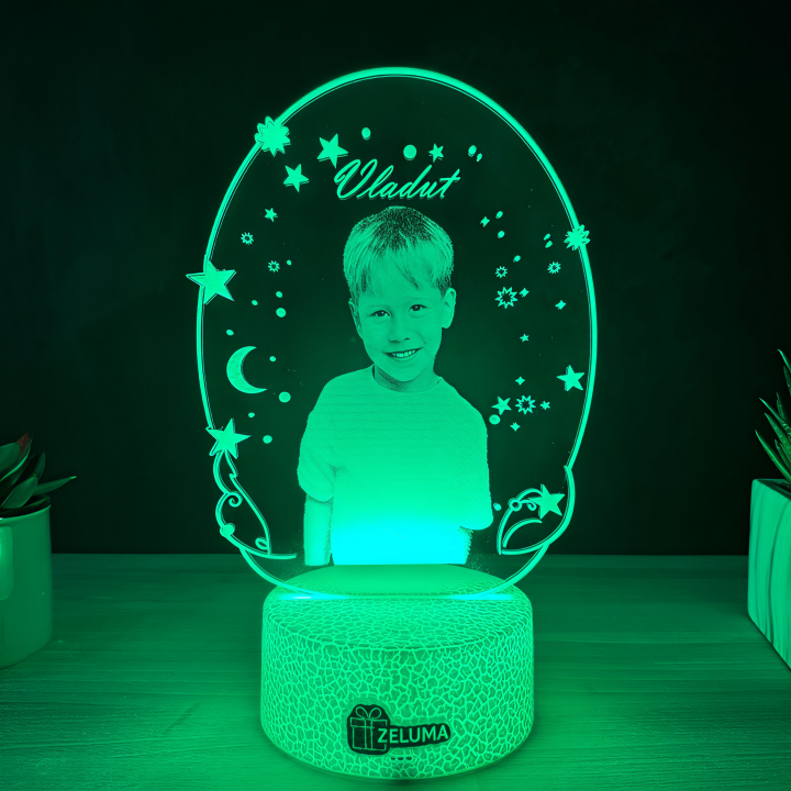 Lampa 3D Personalizata cu Poza – Stele si Luna