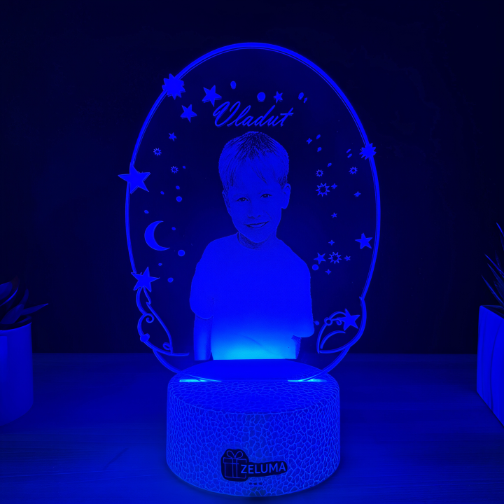 Lampa 3D Personalizata cu Poza – Stele si Luna