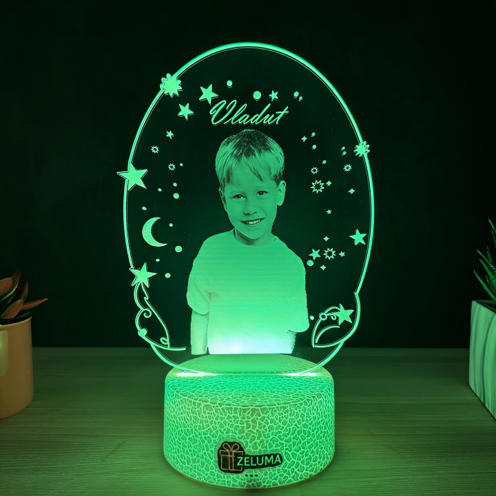 Lampa 3D Personalizata cu Poza – Stele si Luna