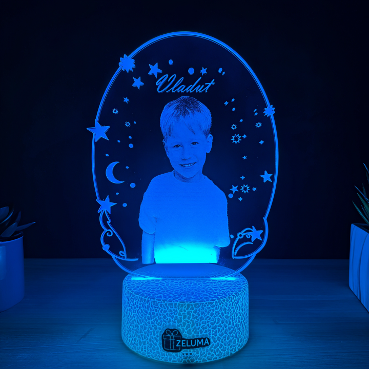Lampa 3D Personalizata cu Poza – Stele si Luna