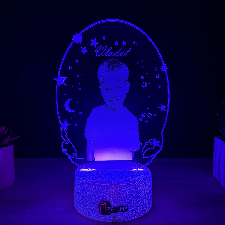 Lampa 3D Personalizata cu Poza – Stele si Luna
