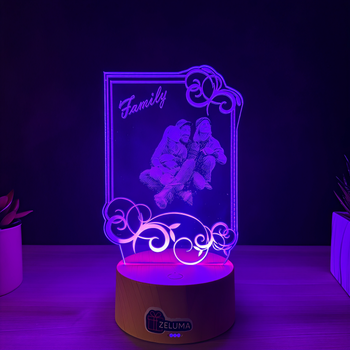 Lampa 3D Personalizata cu Poza – Family