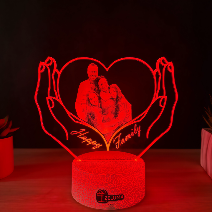 Lampa 3D Personalizata cu Poza – Happy Family