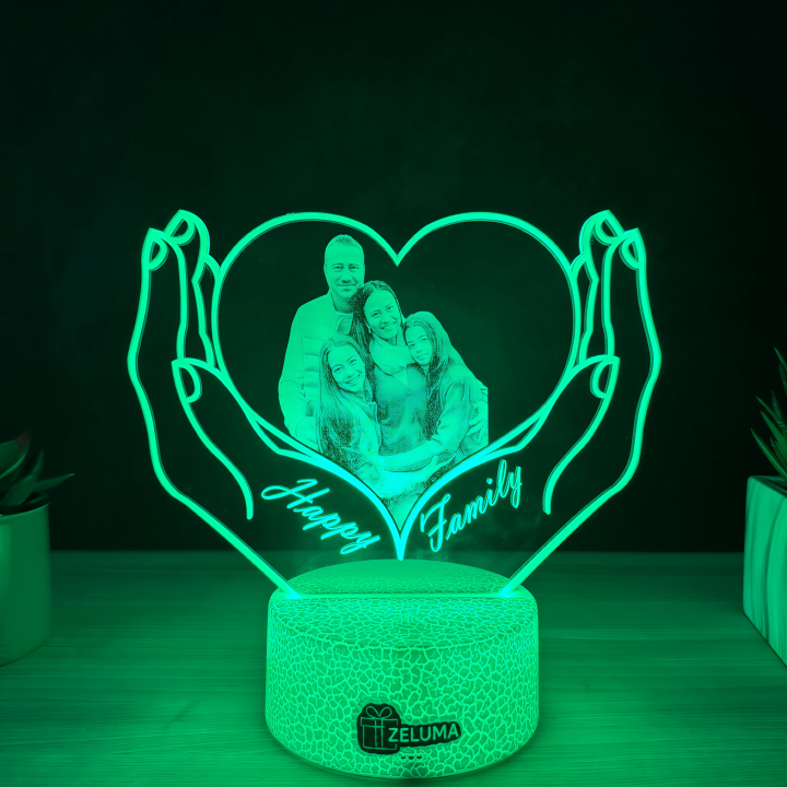 Lampa 3D Personalizata cu Poza – Happy Family