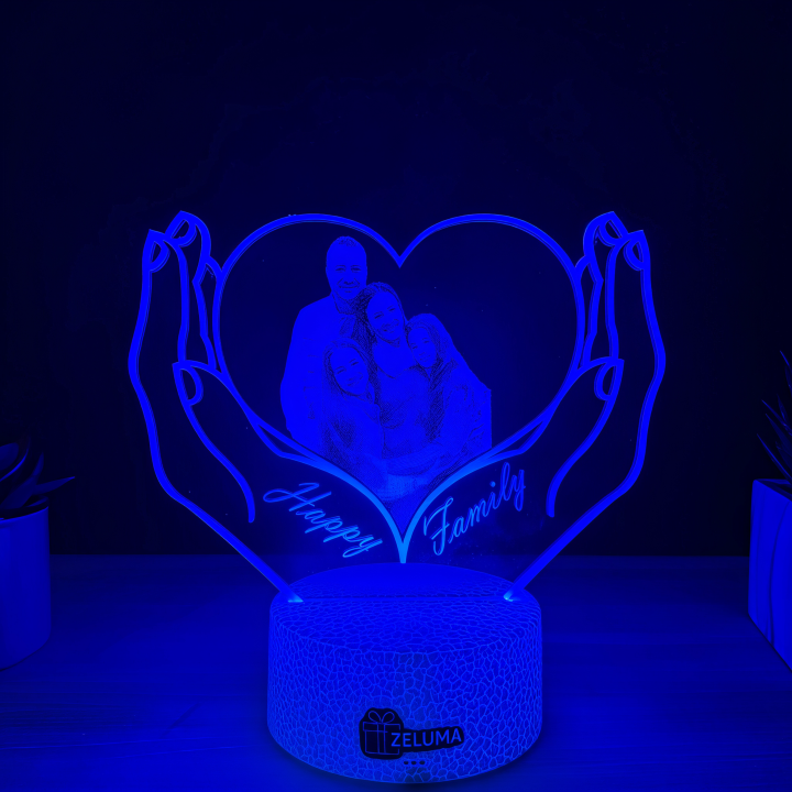 Lampa 3D Personalizata cu Poza – Happy Family