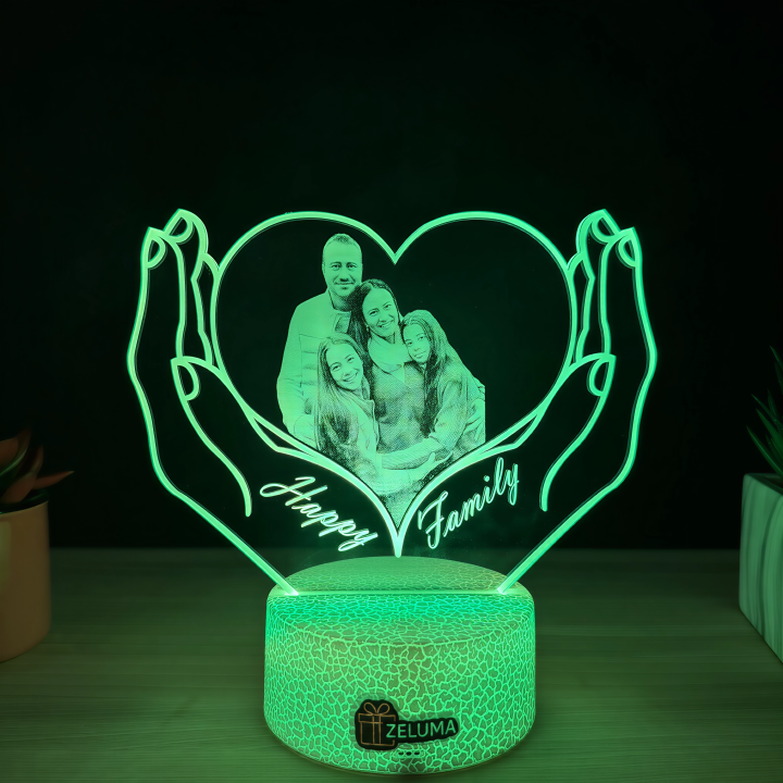 Lampa 3D Personalizata cu Poza – Happy Family