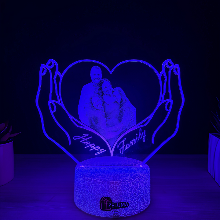 Lampa 3D Personalizata cu Poza – Happy Family