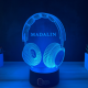 Lampa 3D Personalizata cu Nume – Casti Audio